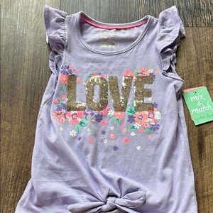 Cynthia Rowley Lavender Tank Top with Floral and Gold Accents size 7/8 NWT